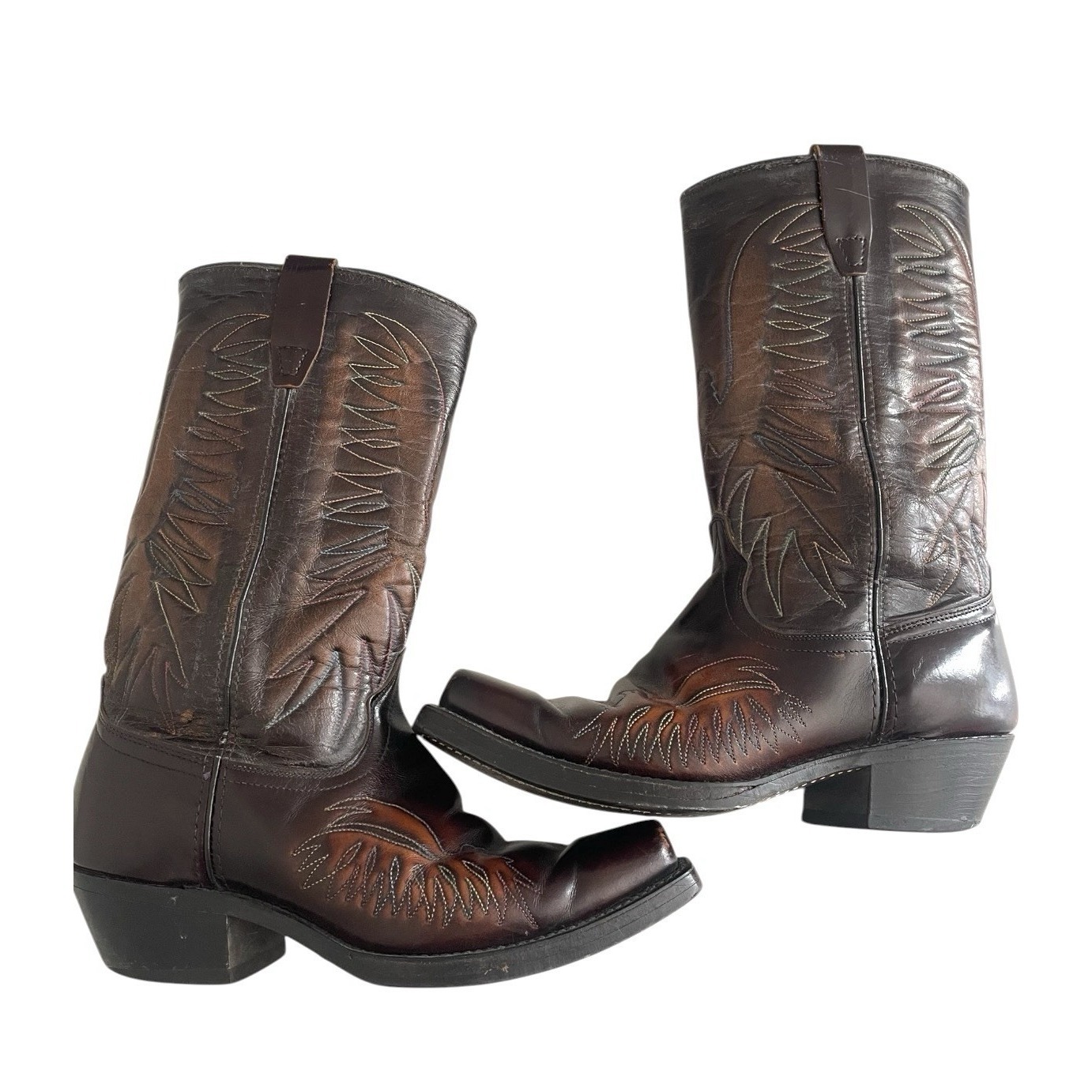 Vintage Y2k Wrangler 5030 Men's Leather Cowboy Boots Western Usa Square Toe 9.5